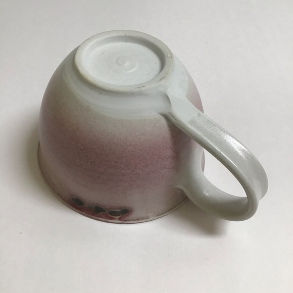 Studio Pottery Coffee Cup SIGNED Pink Green Blue 4β Handmade Handle Mod Teacup - Picture 13 of 15